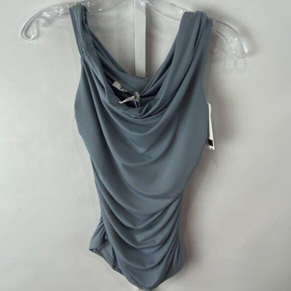 NA-KD Women's Dusty Blue Goddess Draped Top - Picture 1 of 4